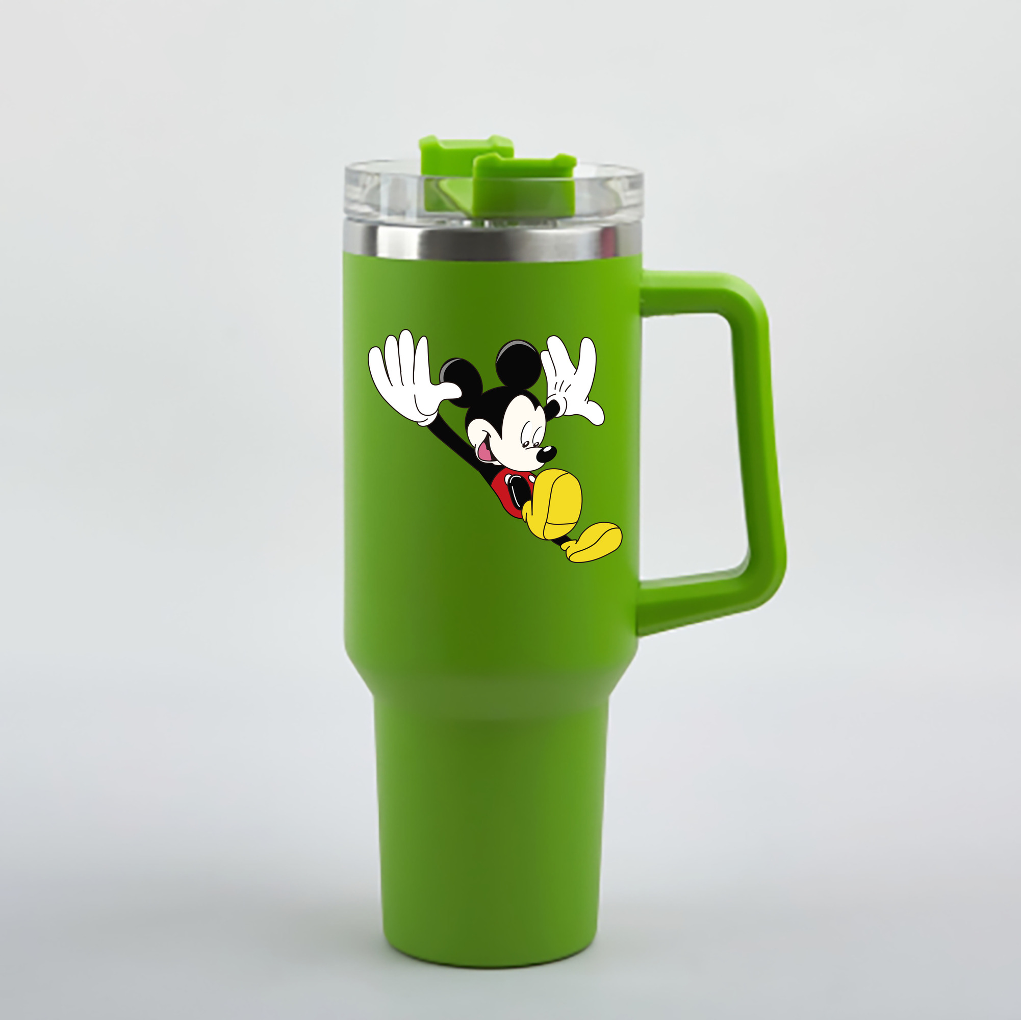 （画像用） ミッキーマウス Mickey Mouse 1200mL車用タンブラー - クリスタルステッカー（プラスチックストロー付き）